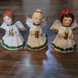 3 Retro Christmas Angels figurines electrical lights Vintage style